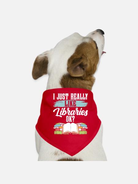 Ich Mag Bibliotheken Einfach Sehr Ok Bibliothek - Hunde-Bandana - Rot - Vorne