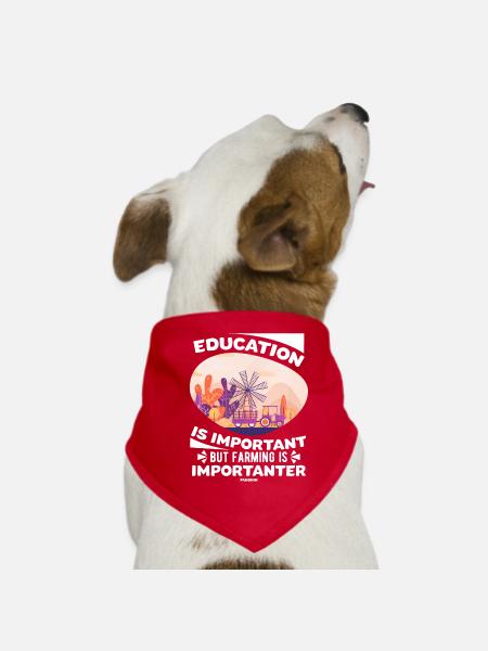 Education Is Important But Farming Is Importanter - Hunde-Bandana - Rot - Vorne