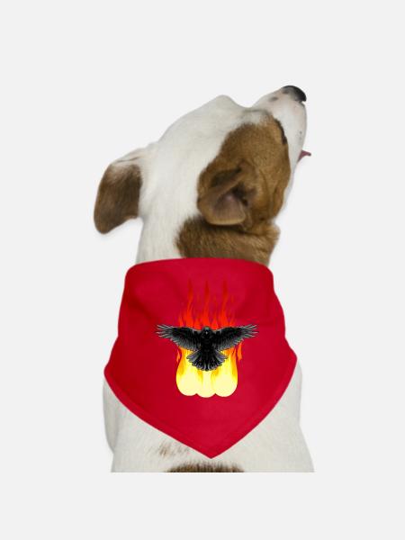 Rabe Feuer Okkult spirituell Ritual Satan Horror - Hunde-Bandana - Rot - Vorne