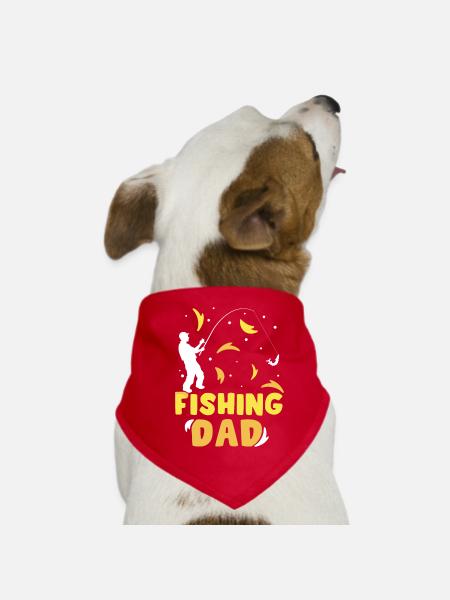 Angeln Papa Angler Fischen Fischer Angel - Hunde-Bandana - Rot - Vorne