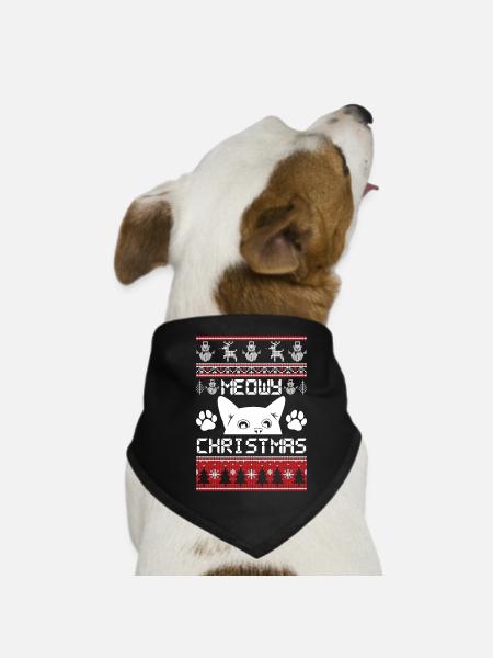 Miaou Chat et pattes de Noël - Bandana pour chien - noir - Devant