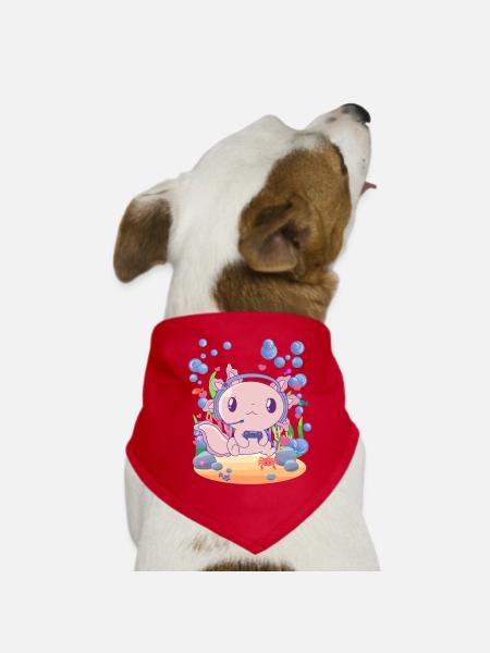 Axolotl gambles underwater - Dog Bandana - red - Front