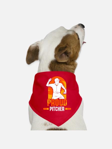 Stolzer Baseball Pitcher Werfer Hobby Spieler - Hunde-Bandana - Rot - Vorne