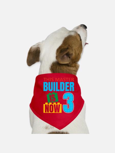 Ce constructeur est maintenant 3, blocs de jouets 3. - Bandana pour chien - rouge - Devant