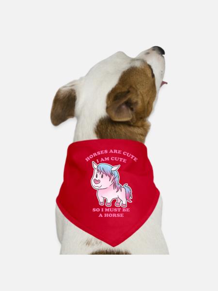 Pferde sind niedlich ich bin niedlich also bin ich - Hunde-Bandana - Rot - Vorne