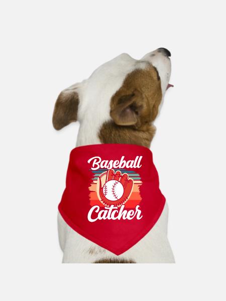 Baseball Catcher Baseball Catcher Player Hobby - Dog Bandana - red - Front