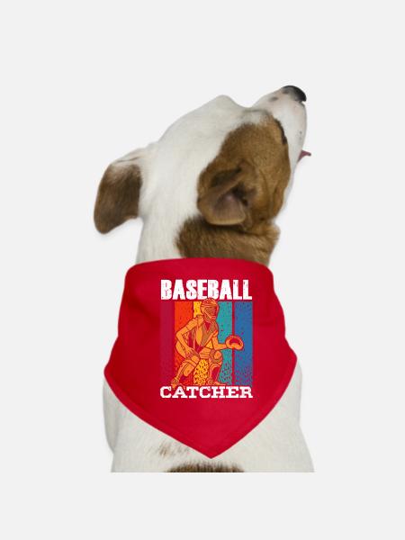 Baseball Catcher Baseball Catcher Player Hobby - Dog Bandana - red - Front