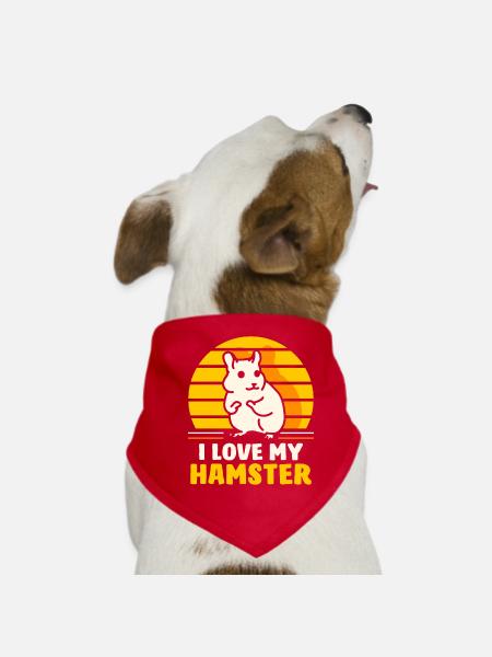 I love my hamster cute owner pet - Dog Bandana - red - Front
