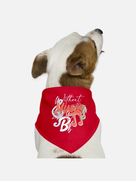 Ohne Musik würde das Leben B Flat Zitat - Hunde-Bandana - Rot - Vorne