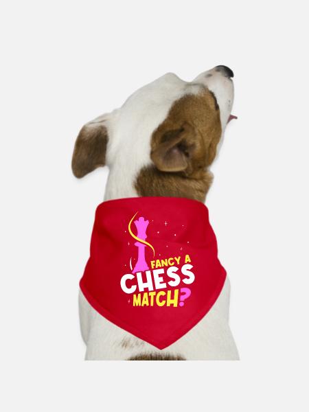 Fancy a chess game girl chess lover - Dog Bandana - red - Front