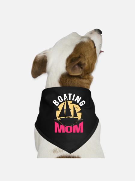 Bootfahrende Mutter Boot Yacht Bootfahren Schiff - Hunde-Bandana - Schwarz - Vorne