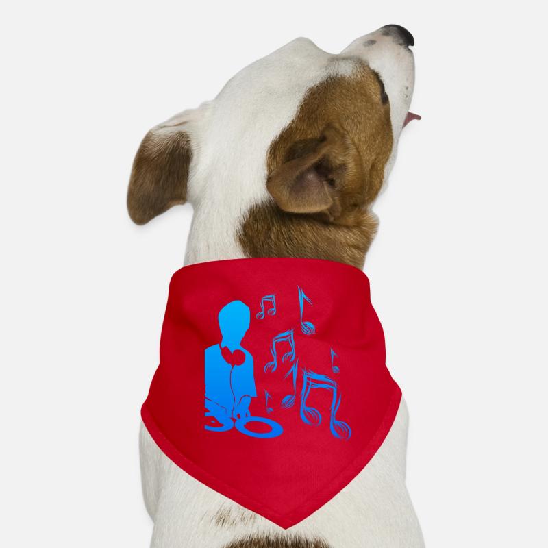 DJ with record player and music notes Music Techno Dog Bandana