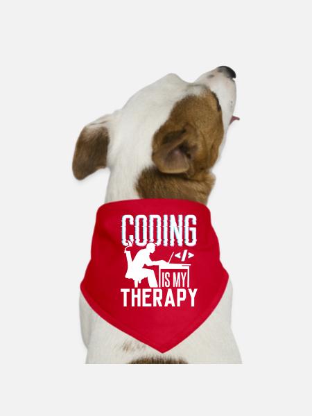 Programmieren Ist Meine Therapie Code Coder Coding - Hunde-Bandana - Rot - Vorne