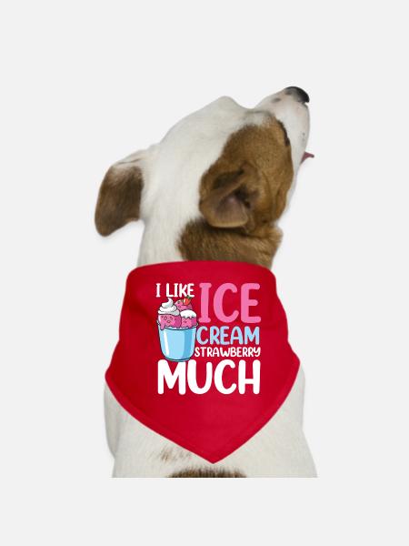 I Like Ice Cream Strawberry Much für eine Eis - Hunde-Bandana - Rot - Vorne
