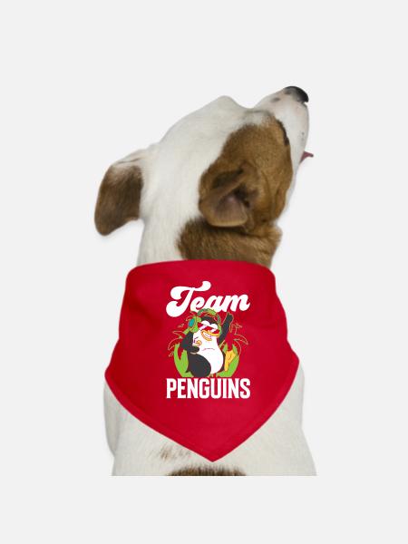 Team Penguins Lover Cute Penguin Animal - Dog Bandana - red - Front