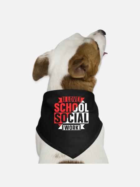 J’aime le travail social scolaire travailleur social scolaire - Bandana pour chien - noir - Devant