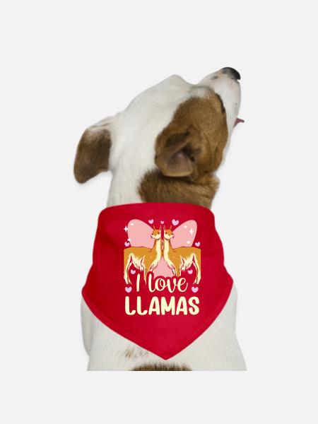 Ich Liebe Lamas Sprüche Tier Lama Llama - Hunde-Bandana - Rot - Vorne