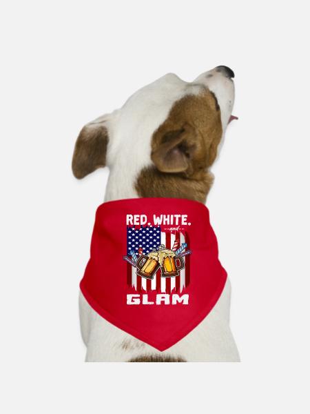 4th Of July Red White And Glam USA Flag Proud - Hunde-Bandana - Rot - Vorne