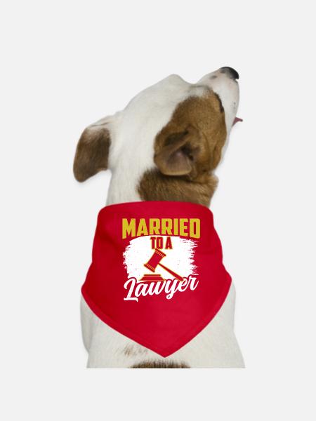 Married to a lawyer Lawyer Lawyer - Dog Bandana - red - Front