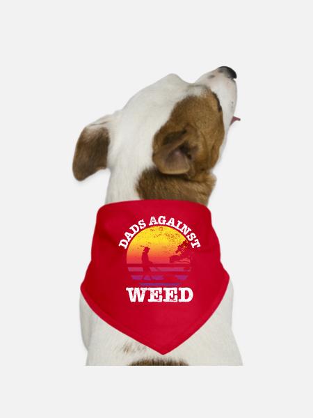 Pappas contre les mauvaises herbes Papa tondre la pelouse Papa - Bandana pour chien - rouge - Devant