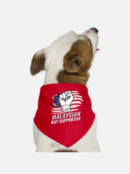 Pas malaisien mais favorable au drapeau malaisien - Bandana pour chien - rouge - Devant