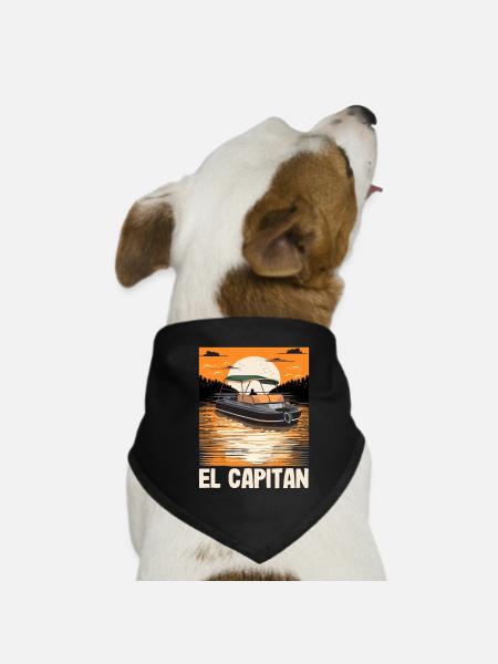 El Capitan Pontooning Propriétaire de bateau à moteur Lake Life - Bandana pour chien - noir - Devant
