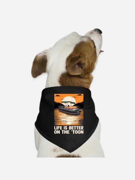 La vie est meilleure sur le bateau 'Toon Pontoon King - Bandana pour chien - noir - Devant