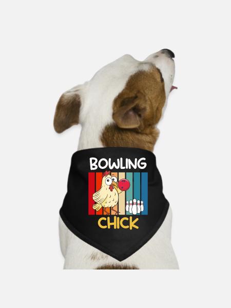 Bowling Huhn Bowlingspieler Frauen Bowlingbahn - Hunde-Bandana - Schwarz - Vorne