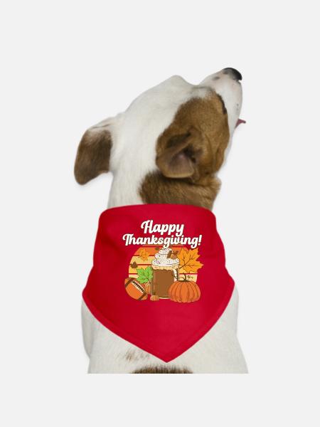 Happy Thanksgiving Tis The Season Pumpkin Spice - Hunde-Bandana - Rot - Vorne
