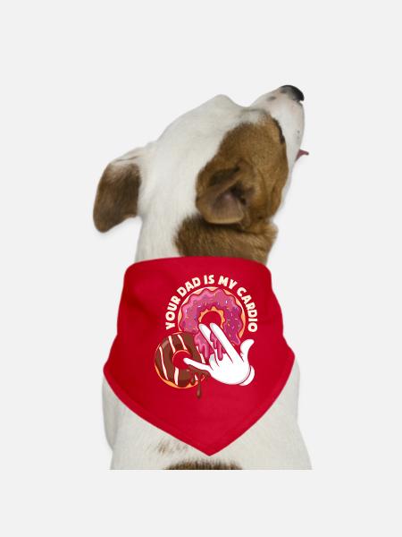 Your Dad Is My Cardio Donut Funny - Dog Bandana - red