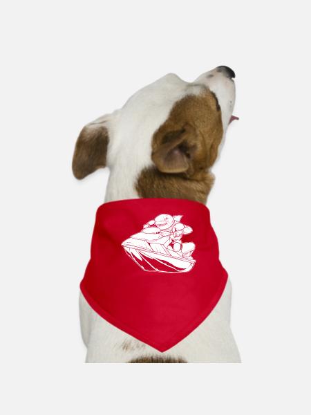 Jet Ski Hai - Hunde-Bandana - Rot - Vorne