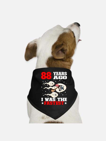 Funny birthday saying 88 years old - Dog Bandana - black - Front