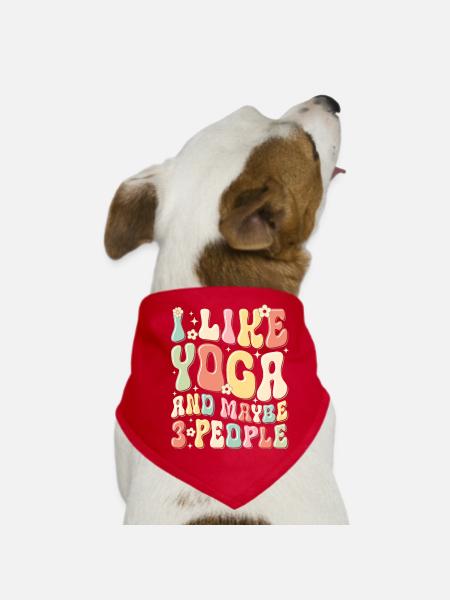 I Like Yoga and Maybe 3 People - Dog Bandana - red - Front