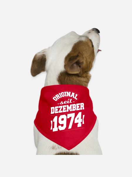 December 1974 Original for 49 years man woman - Dog Bandana - red - Front