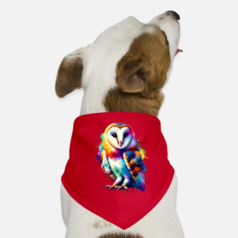 Bunte Splash Art Schleiereule Eulen Hunde-Bandana
