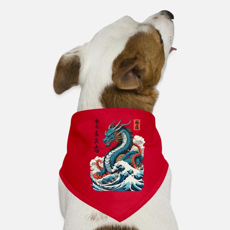 Vintage Ukiyo-E Kunst Japanischer Drache Design Hunde-Bandana
