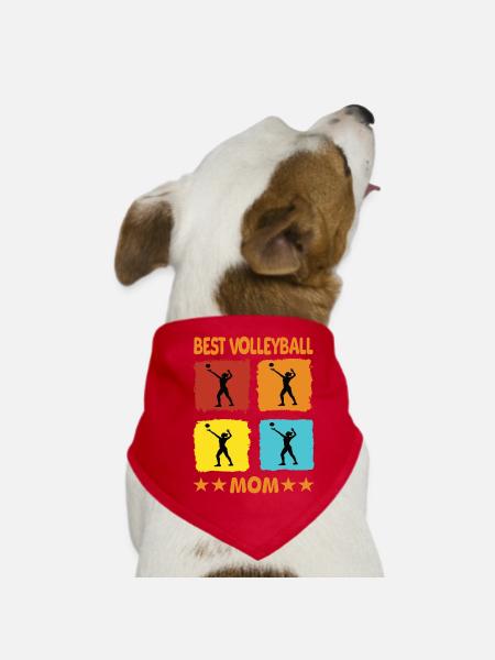 Best Volleyball Mom - Dog Bandana - red - Front
