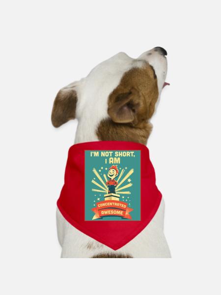 Funny Concentrated Awesome Short People Joke - Dog Bandana - red - Front