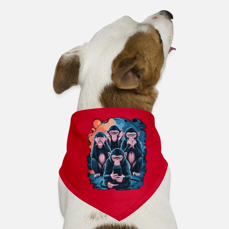 Wise Monkey With Mobile Phone Funny Multi Media Design Dog Bandana