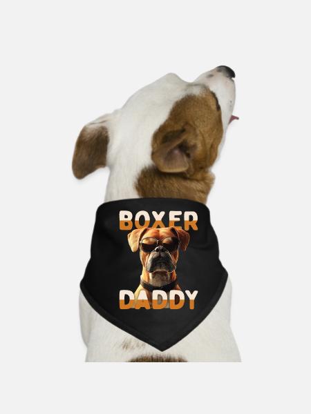 Allemand Boxer Papa Chien Papa Fête des Pères Boxer Papa - Bandana pour chien - noir - Devant