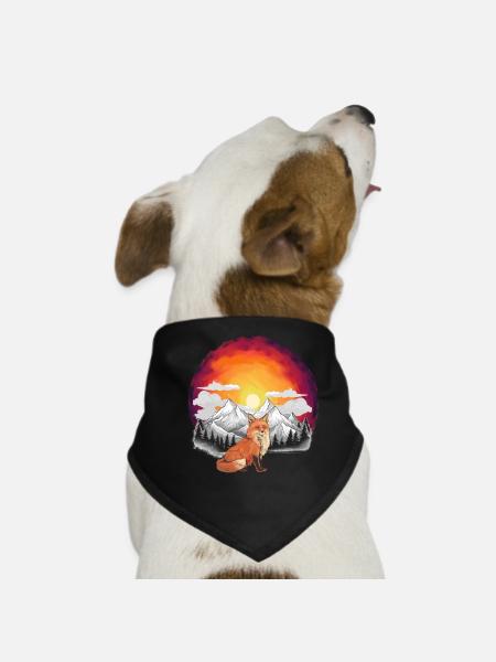 Natur Fuchs Füchse Gebirge Berge Füchsin - Hunde-Bandana - Schwarz - Vorne