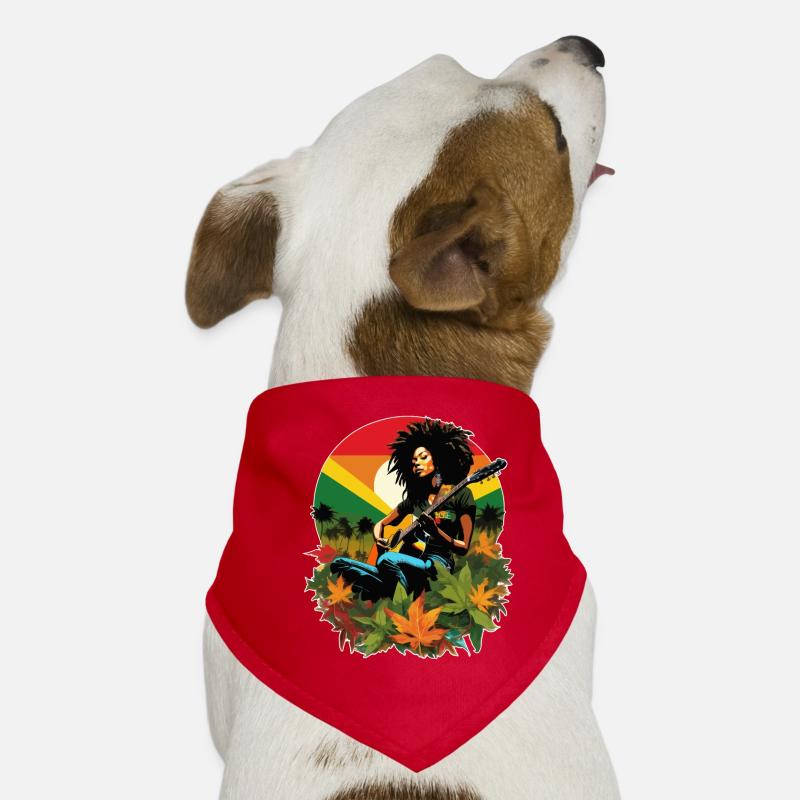 Guitariste rastafari dans le style reggae Bandana pour chien