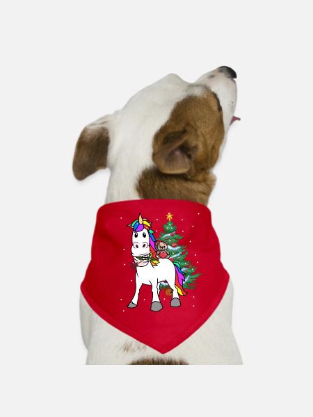 Unicorn Christmas Christmas Gift Xmas - Dog Bandana - red - Front
