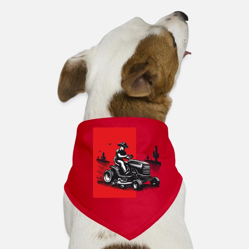 Mann auf Rasentraktor Hunde-Bandana