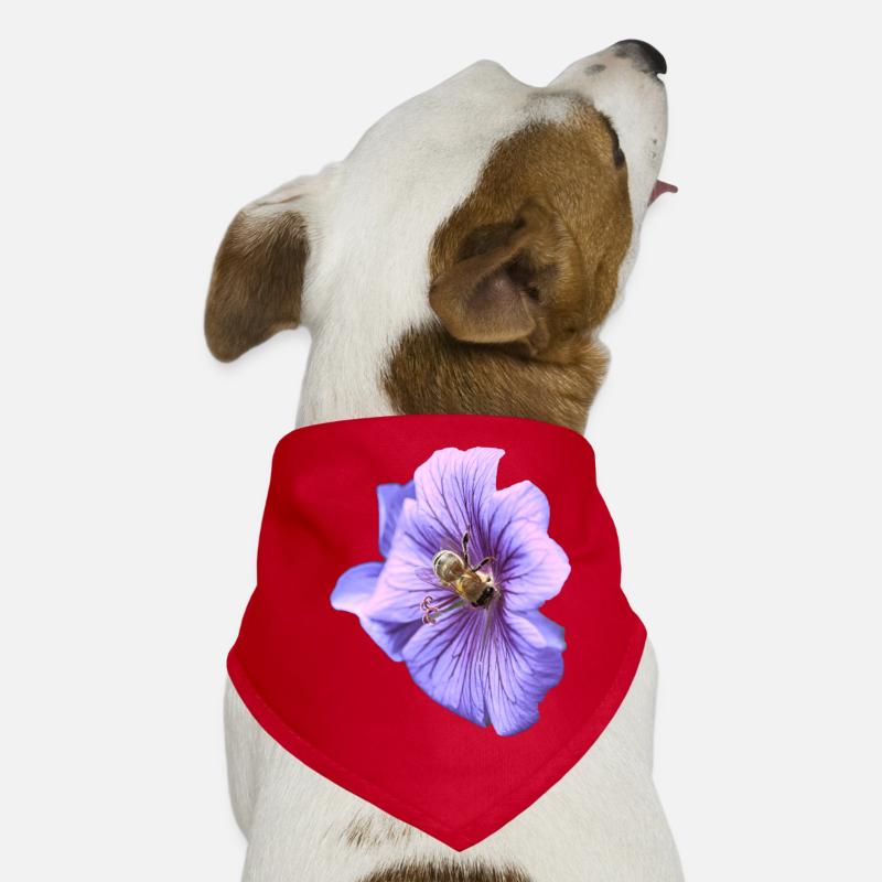 Violette Blüte mit Biene Hunde-Bandana