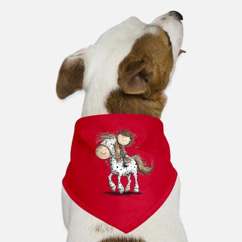 Drolliges Pferd mit Reiter Cartoon Pferdchen Hunde-Bandana