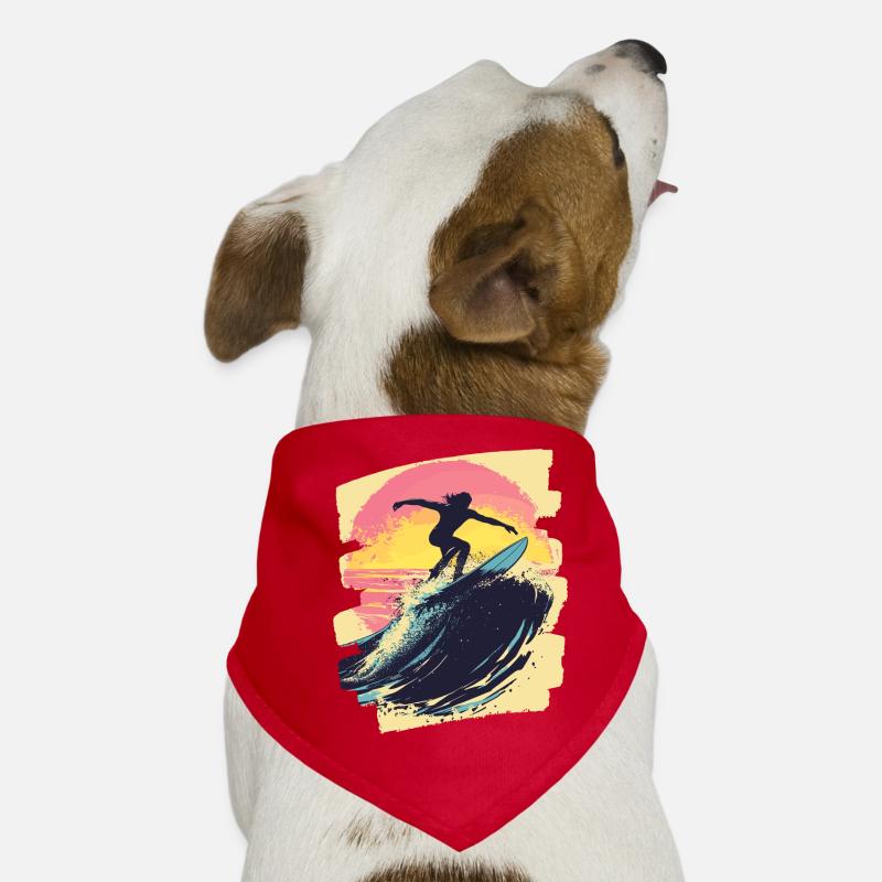 Surfeur Surf Planche de surf Surf - Bandana pour chien - rouge