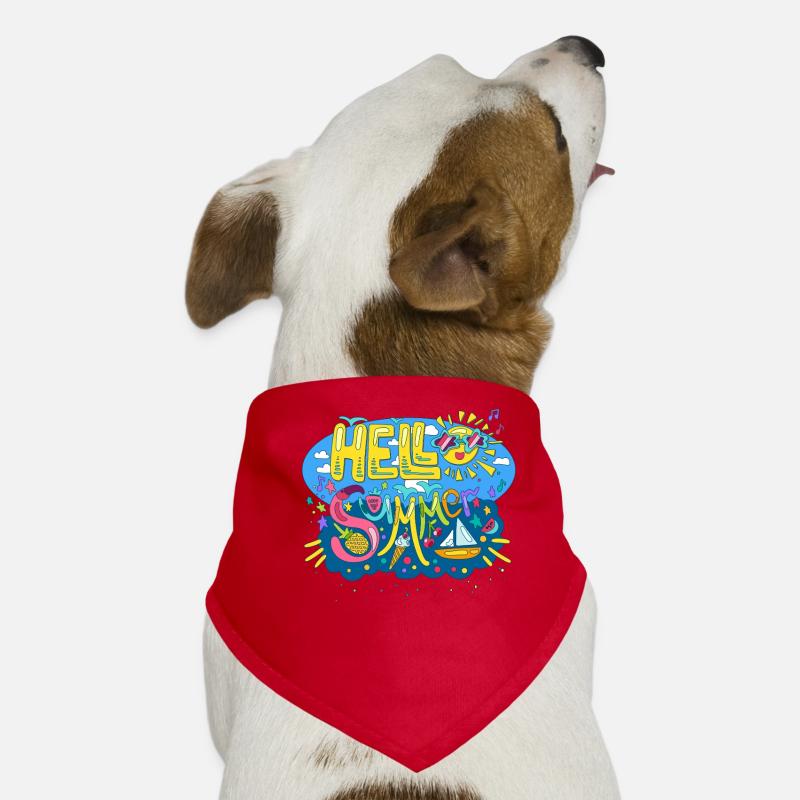 Hello Summer Fun Colorful Design Dog Bandana
