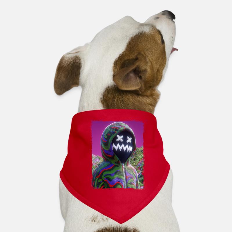 Psychedelic Maskenfigur Neon Glitch Grafik Hunde-Bandana