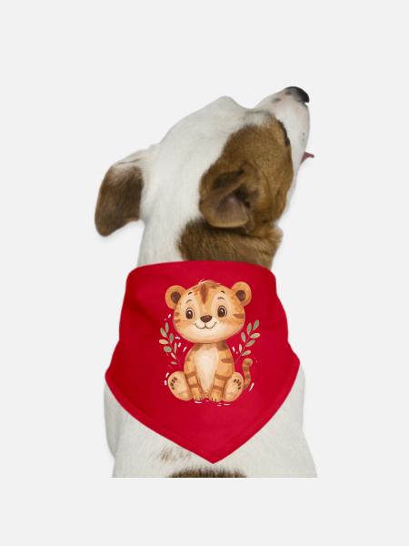 Süsser Tiger – Lustige Geschenkidee für Kinder - Hunde-Bandana - Rot - Vorne